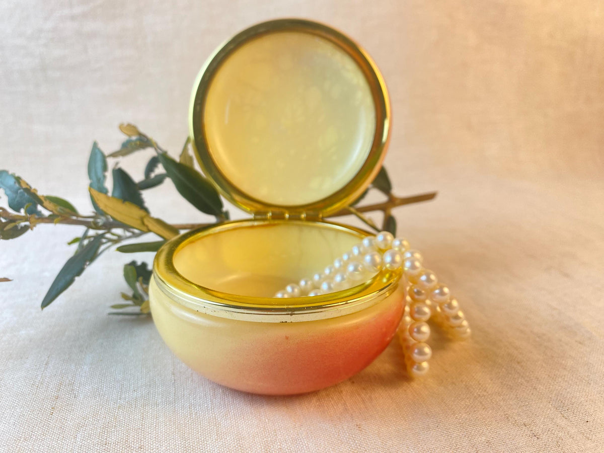 Boîte à bijoux en onyx italien du milieu du siècle – Coffret de toilette sculpté à la main, style Palazzo Vecchio