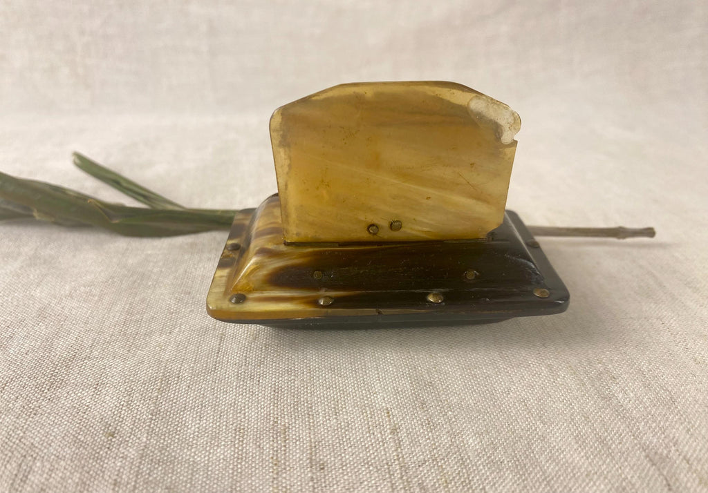 Antique Horn Snuff Box - Brass Studded - Early 19th Century Georgian Regency