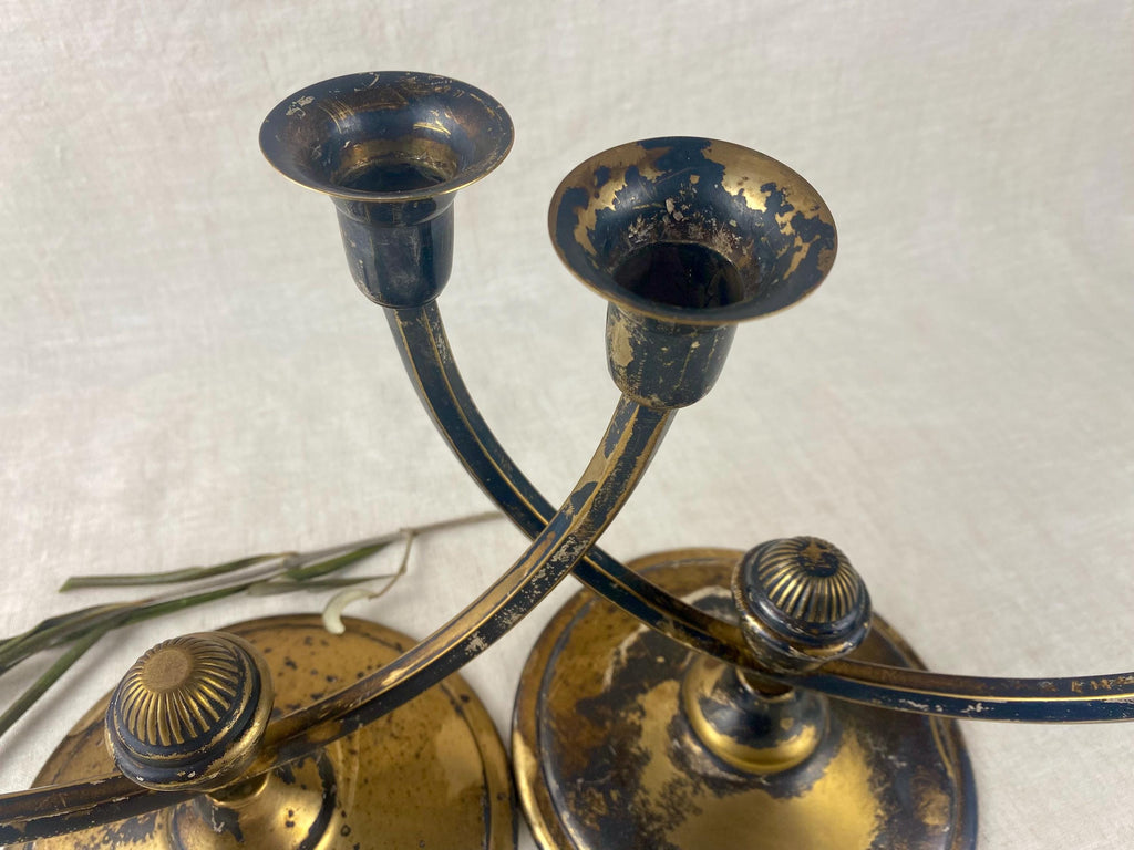 Paire de candélabres Art déco à deux bras - Holger Frederiksen, finition bronze d'art