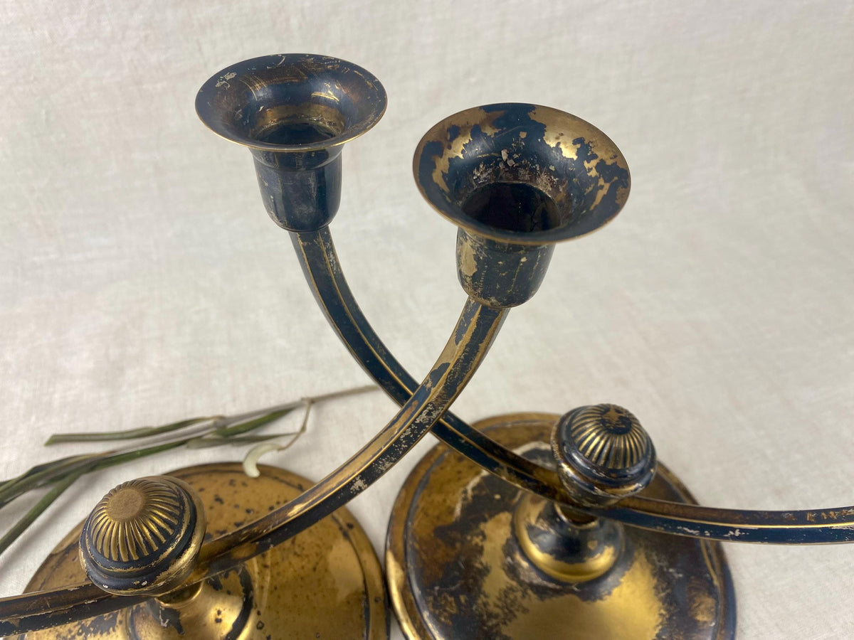 Paire de candélabres Art déco à deux bras - Holger Frederiksen, finition bronze d'art