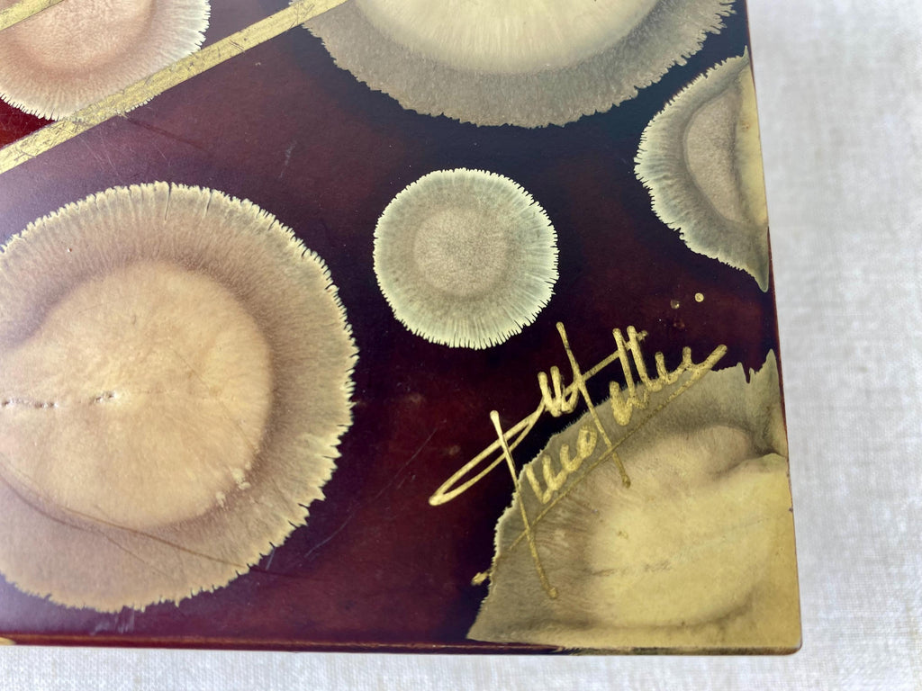 Signierte Schmuckschatulle aus Achat – Italienisches Zigarettenetui aus den 1960er Jahren mit abstraktem, kreisförmigem Design