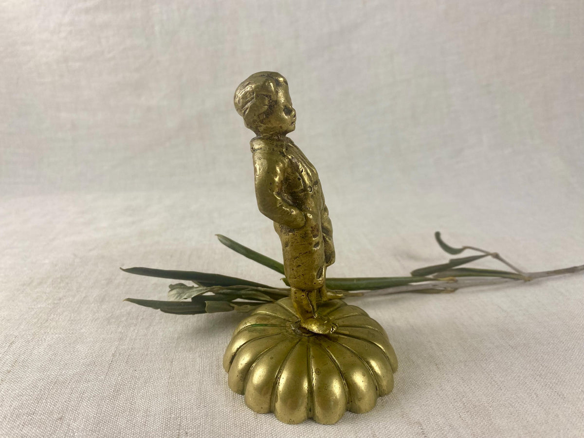 Statuette de garçon en laiton antique - Début du XXe siècle - Objet décoratif fini à la main