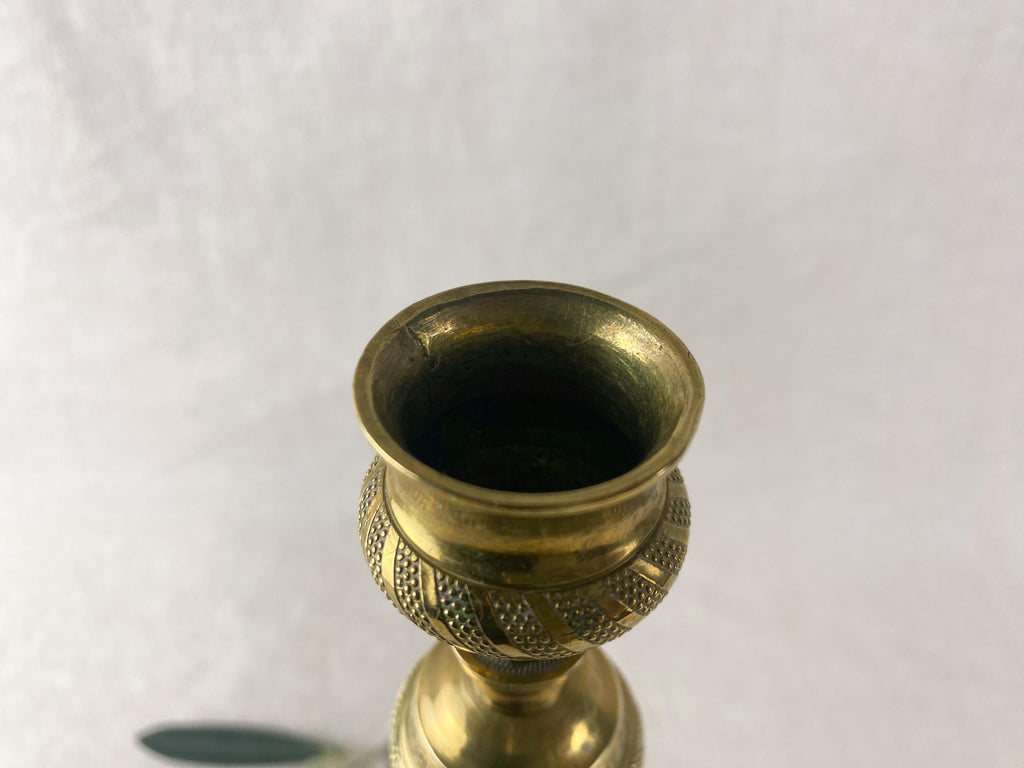 Vintage Brass Candlestick – Neoclassical / Empire Style – Fluted Column – Hollywood Regency