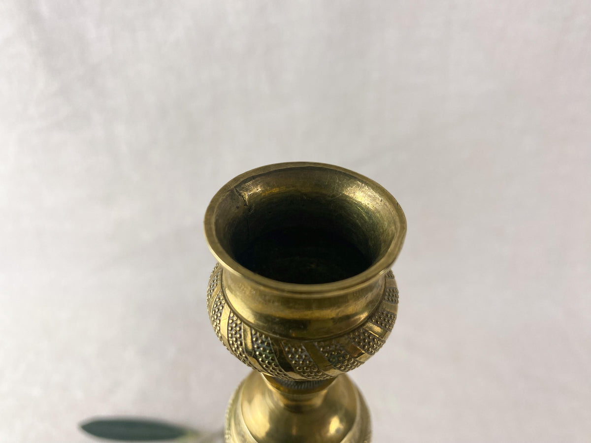 Vintage Brass Candlestick – Neoclassical / Empire Style – Fluted Column – Hollywood Regency