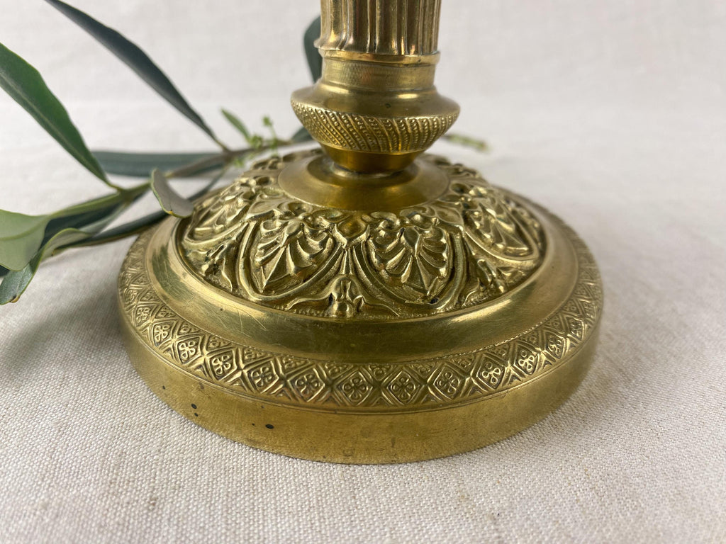 Vintage Brass Candlestick – Neoclassical / Empire Style – Fluted Column – Hollywood Regency