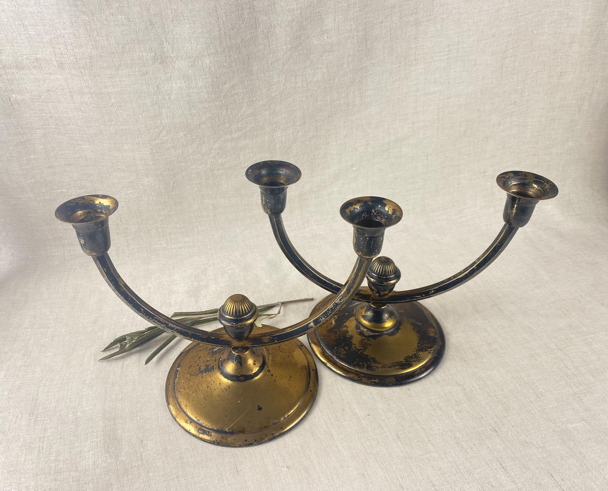 Paire de candélabres Art déco à deux bras - Holger Frederiksen, finition bronze d'art