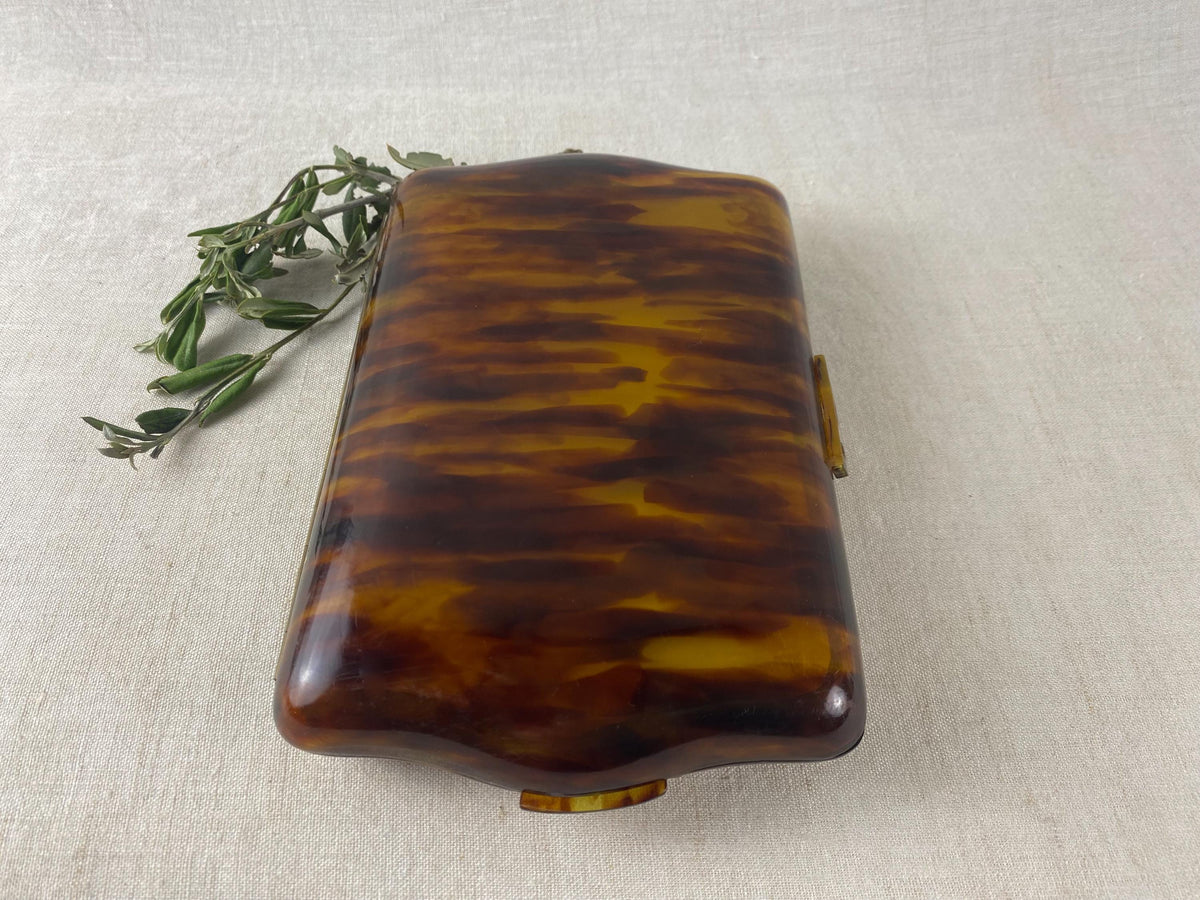 Art Deco Faux Tortoiseshell vanity case- trousse