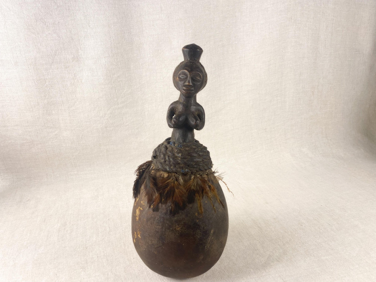 Luba Kavelulu Anthropomorphic Vessel – DR Congo Hand-Carved Wood- Natural Patina