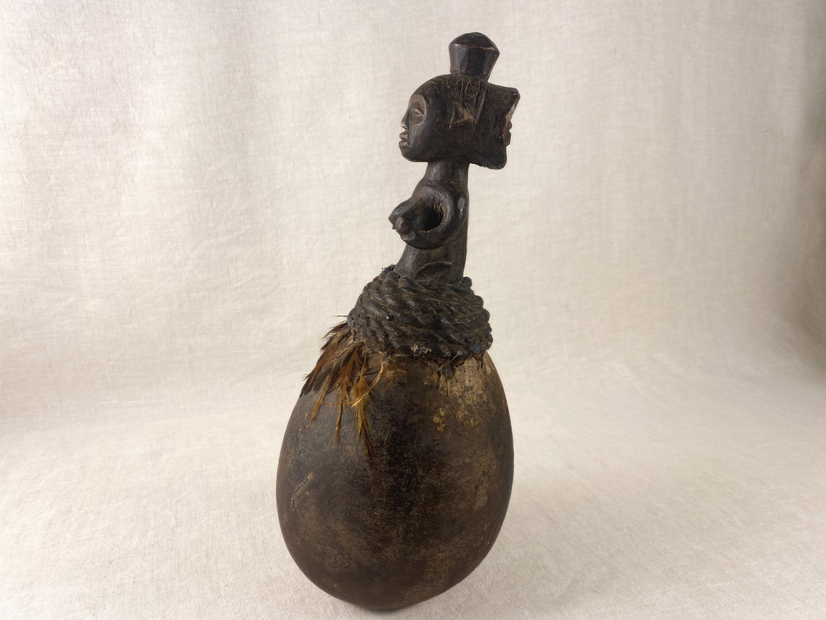 Luba Kavelulu Anthropomorphic Vessel – DR Congo Hand-Carved Wood- Natural Patina