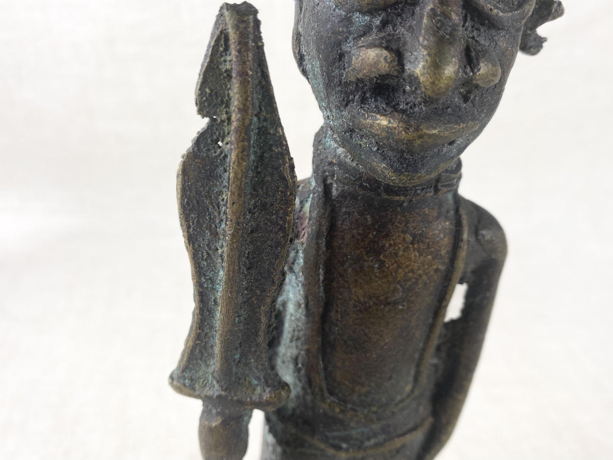 Vintage Benin Bronze Messenger Figure – Lost Wax Cast, West African Folk Art