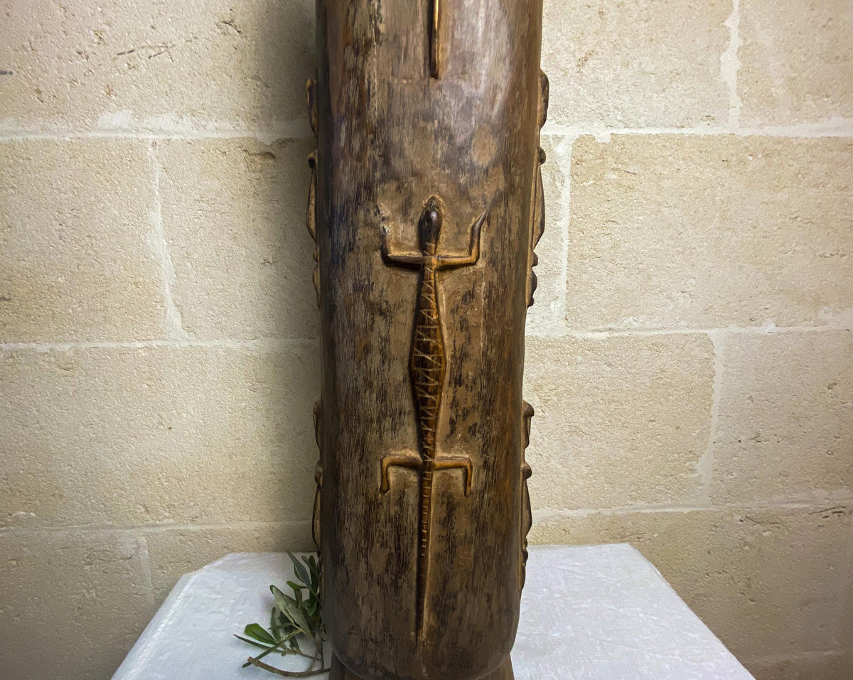 Extra Large Dogon Medicine Cabinet- Vintage Hand-Carved African Wooden Sculpture-African 83 cm Statement Object
