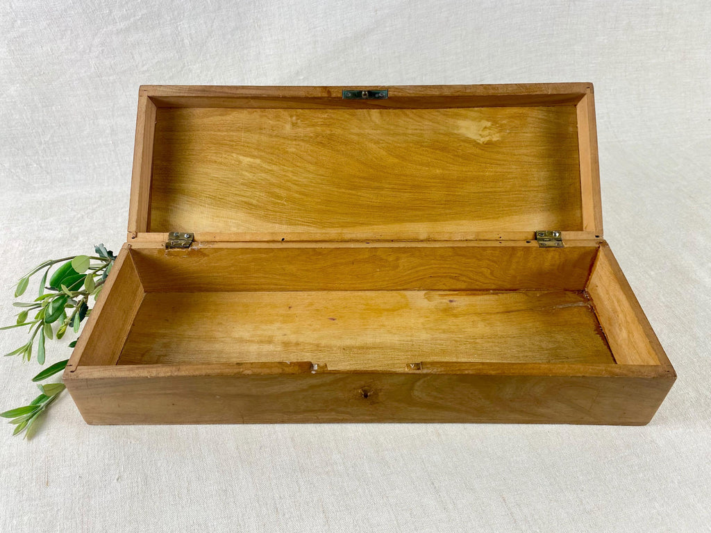 Caja antigua para guantes de Sorrento - Madera de olivo - Golondrinas pintadas a mano - Art Nouveau