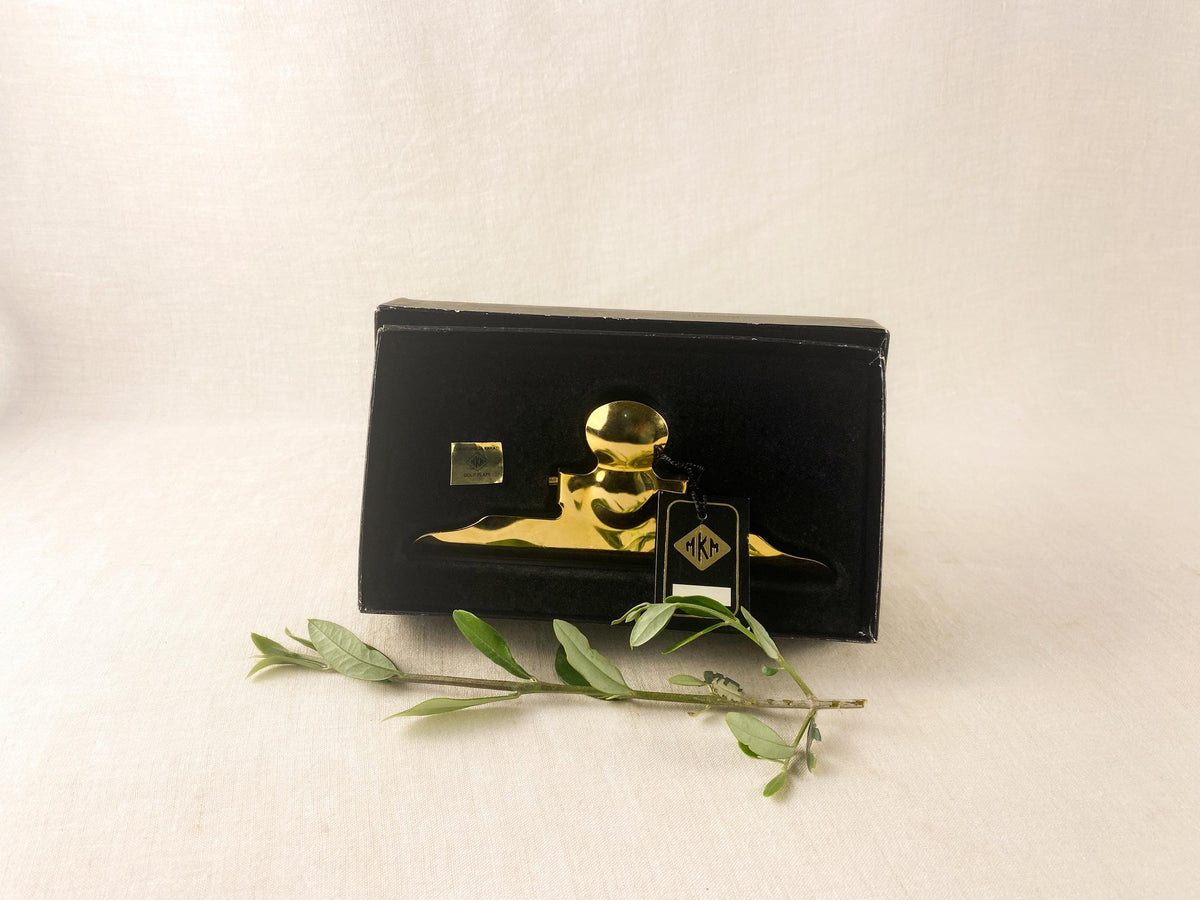 Pince de bureau en or 24 carats (plaqué), porte-lettres vintage MKM Milano, accessoire de bureau pour cadre