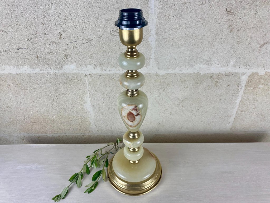 Große Onyx-Tischleuchte – Italienische skulpturale Mid-Century-Leuchte aus Stein und Messing