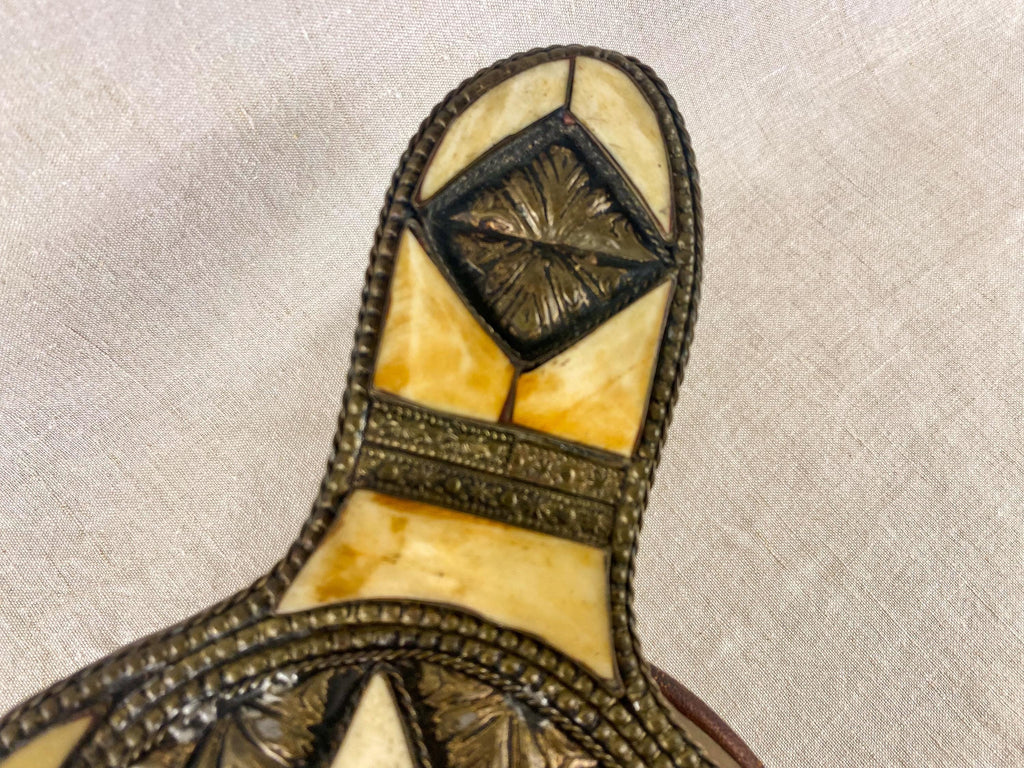 Moroccan Rabouz Fireplace Bellows- Vintage Maalem Artisan Bone Inlay- Geometric Star