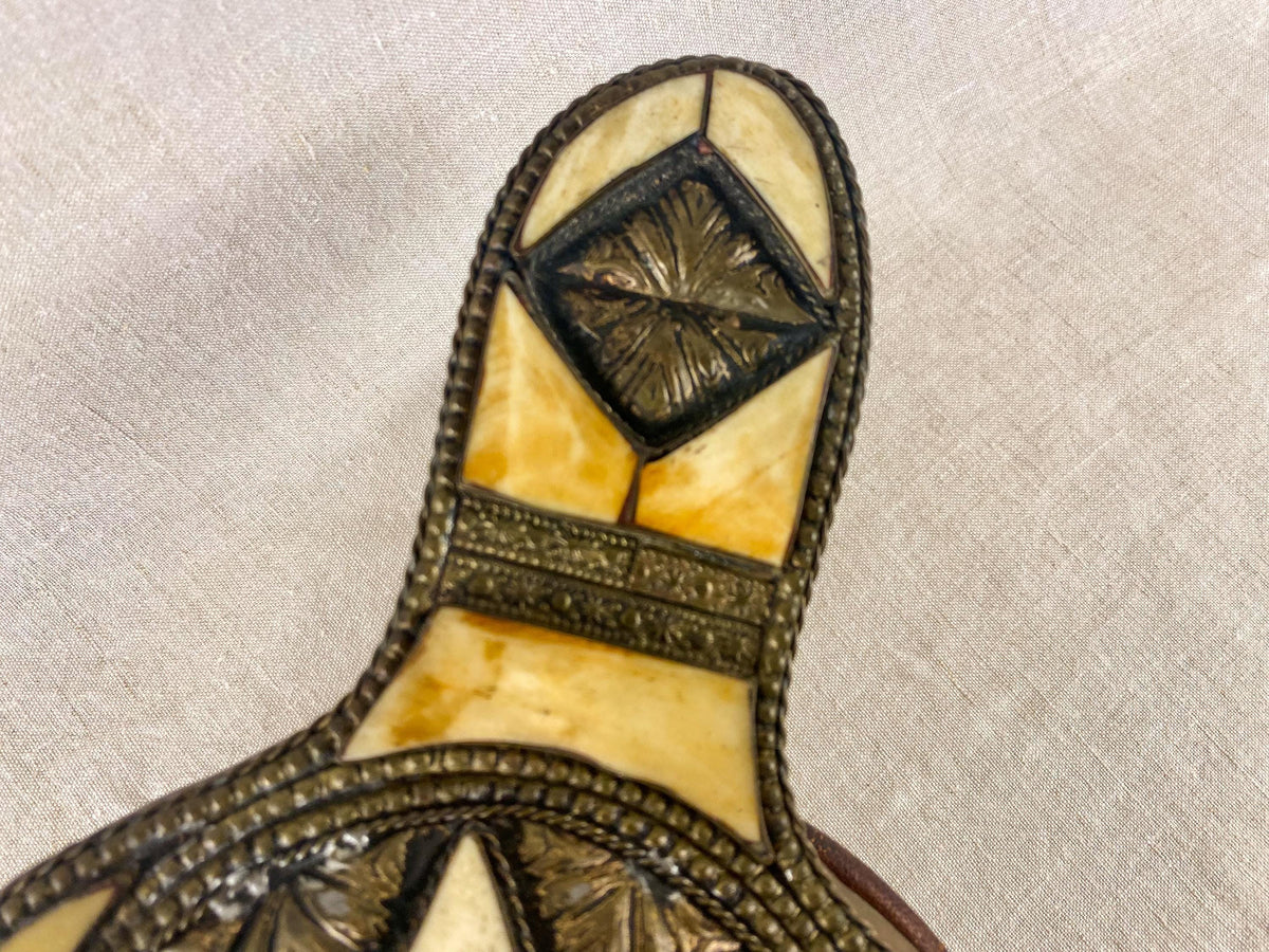 Moroccan Rabouz Fireplace Bellows- Vintage Maalem Artisan Bone Inlay- Geometric Star