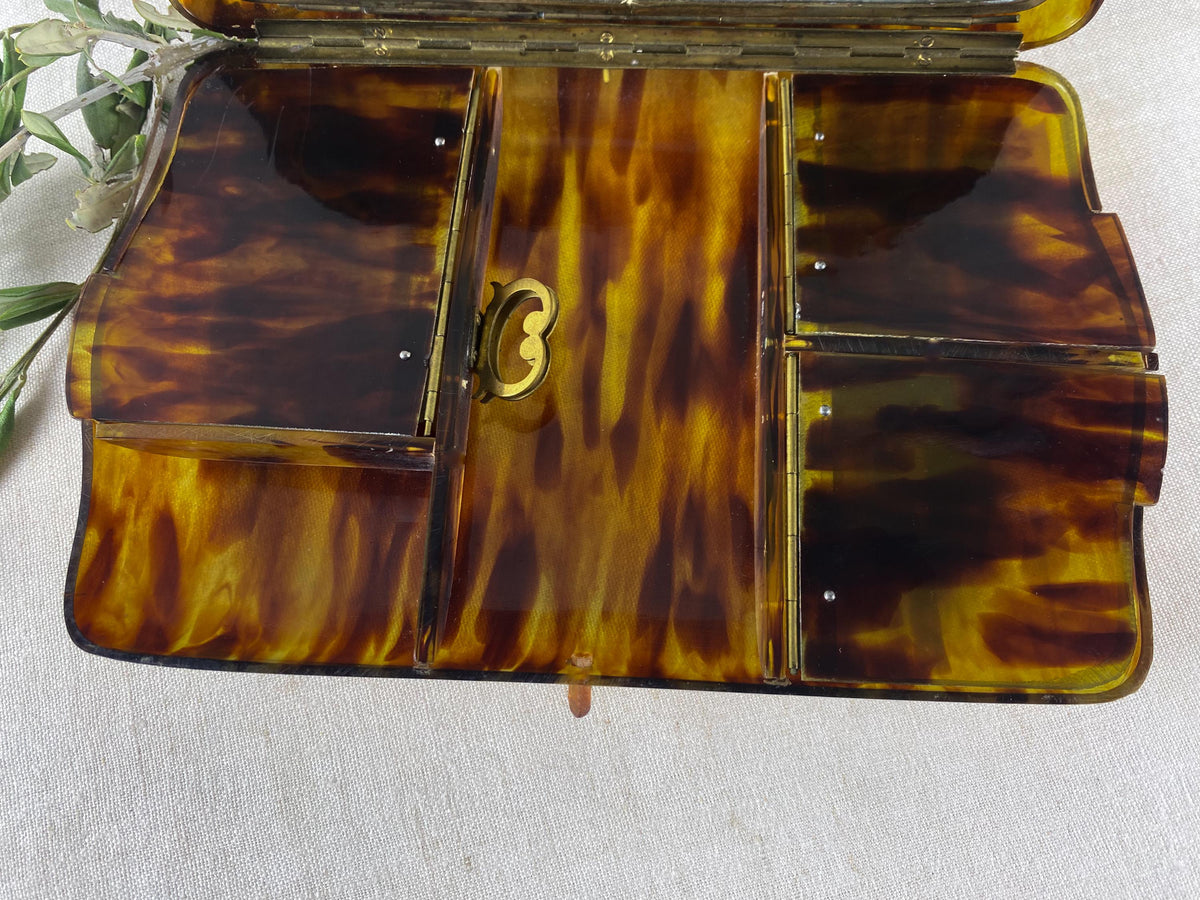 Art Deco Faux Tortoiseshell vanity case- trousse
