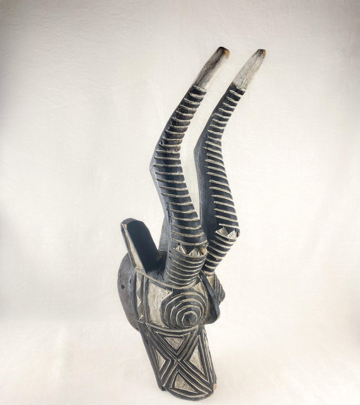 Nunuma Antelope Mask - Hand Carved Wooden Tribal Mask, Gurunsi Burkina Faso, Vintage African Art