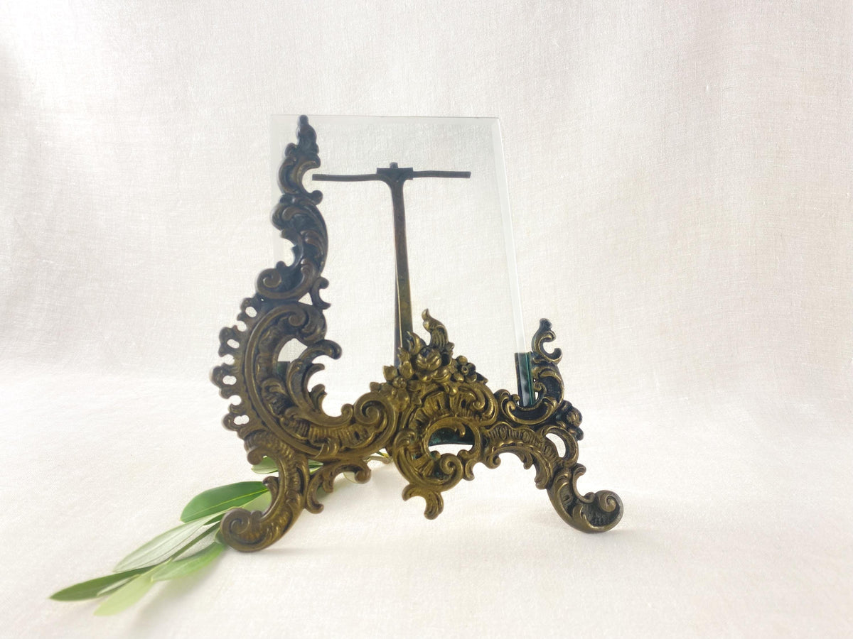 Cadre photo italien ancien en laiton de style rococo – Décoration de bureau ornée style Grand Tour