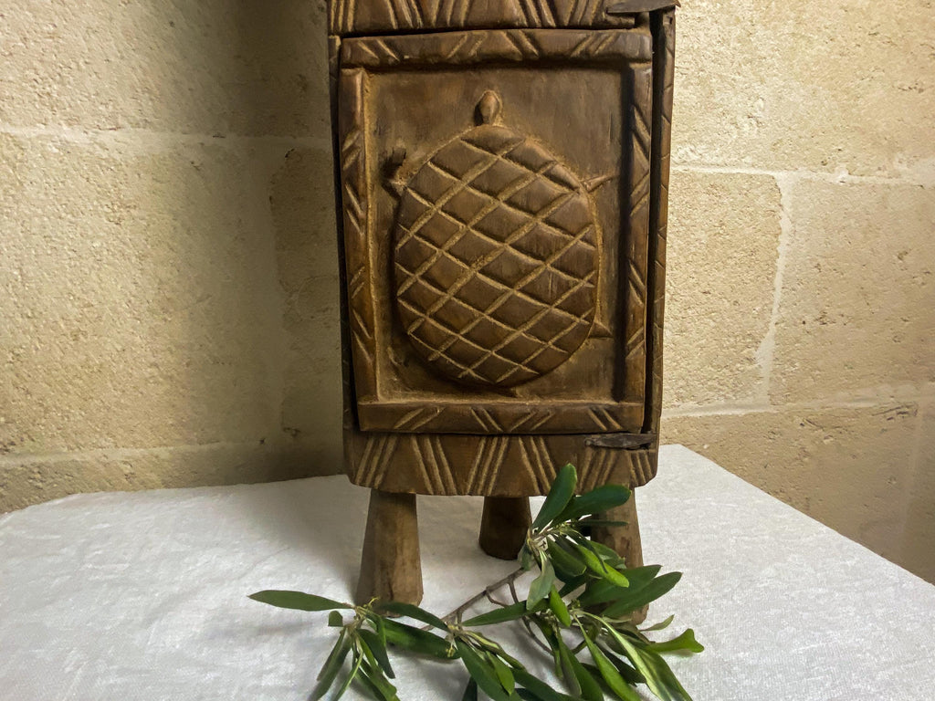 Grande armoire à pharmacie Dogon - Sculpture africaine vintage en bois sculptée à la main - Objet décoratif africain de 83 cm