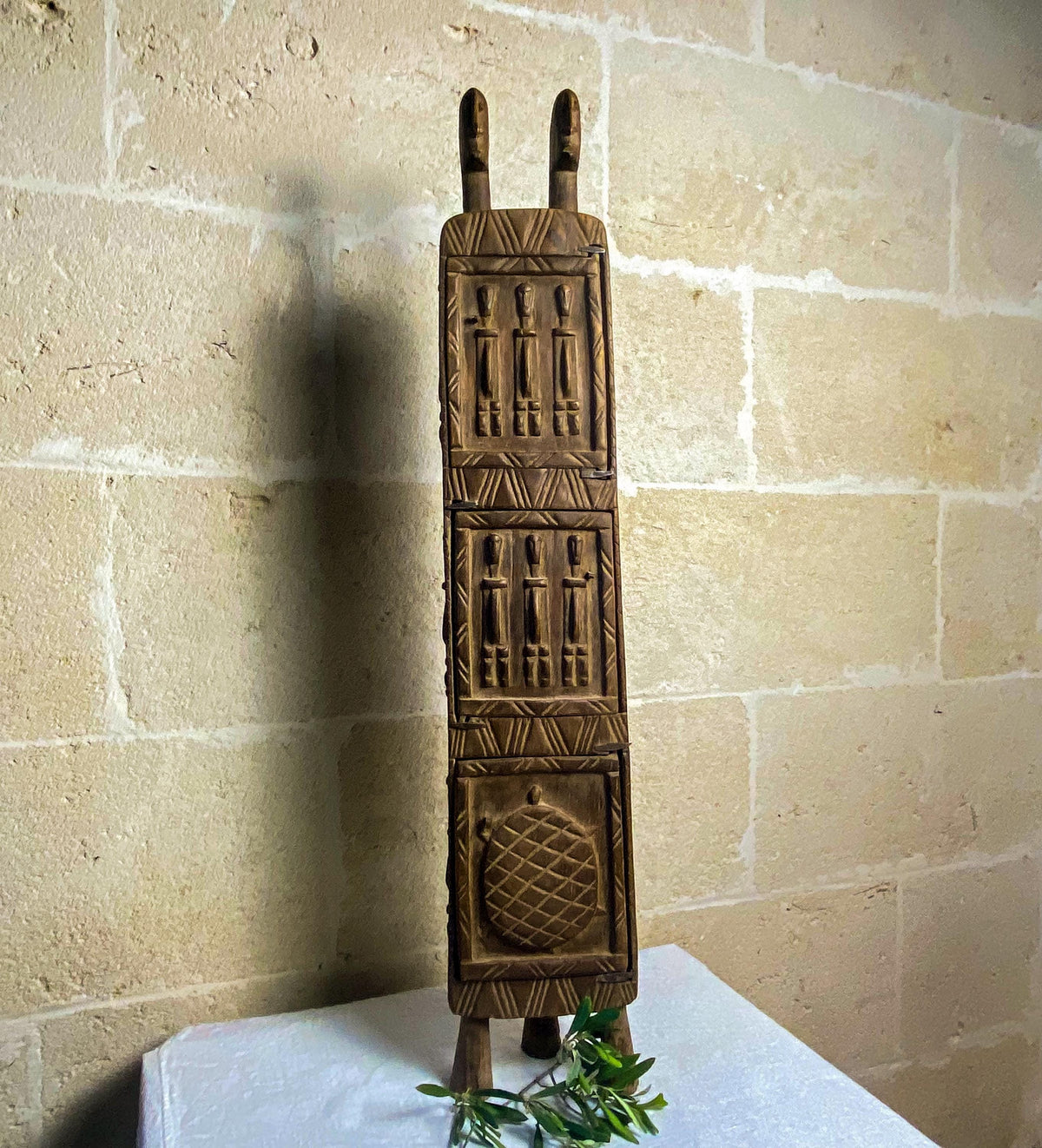 Extra Large Dogon Medicine Cabinet- Vintage Hand-Carved African Wooden Sculpture-African 83 cm Statement Object