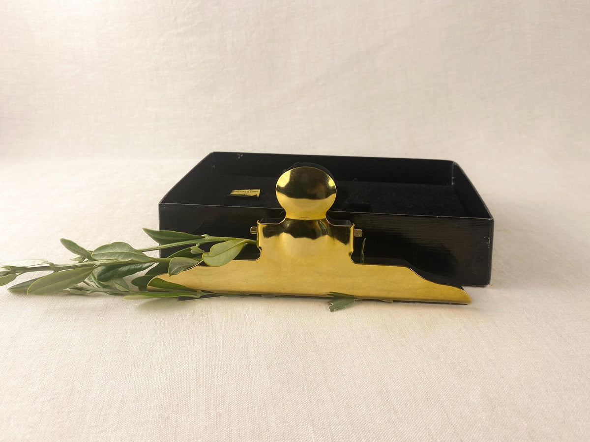 Pince de bureau en or 24 carats (plaqué), porte-lettres vintage MKM Milano, accessoire de bureau pour cadre