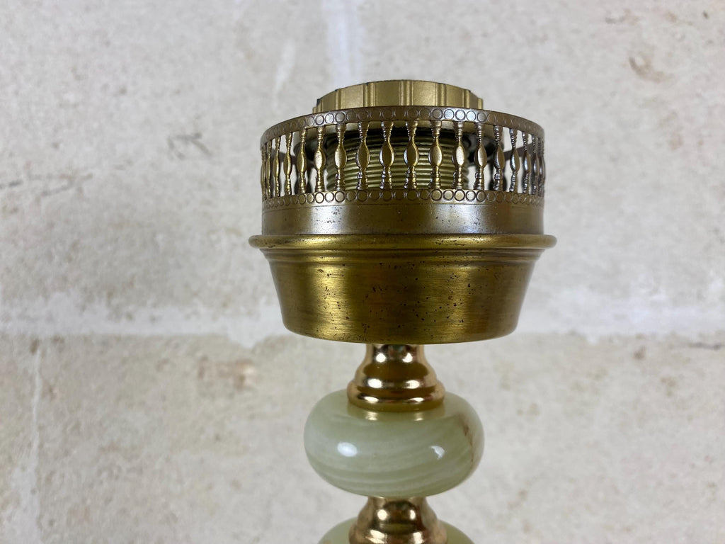 Lampe de table en onyx – Luminaire sculptural en pierre du milieu du siècle – Lampe vintage vert pâle