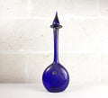 Grande bottiglia vintage di Murano tipo "Genie" – Vetro soffiato a mano blu cobalto con avventurina