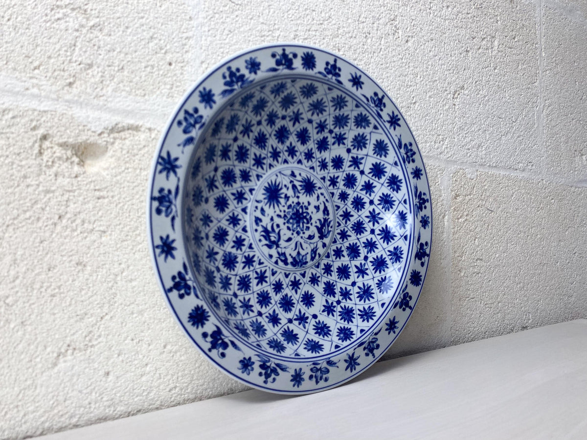 Vintage Mancioli Plate – Medici Porcelain Replica, Blue Floral Pattern