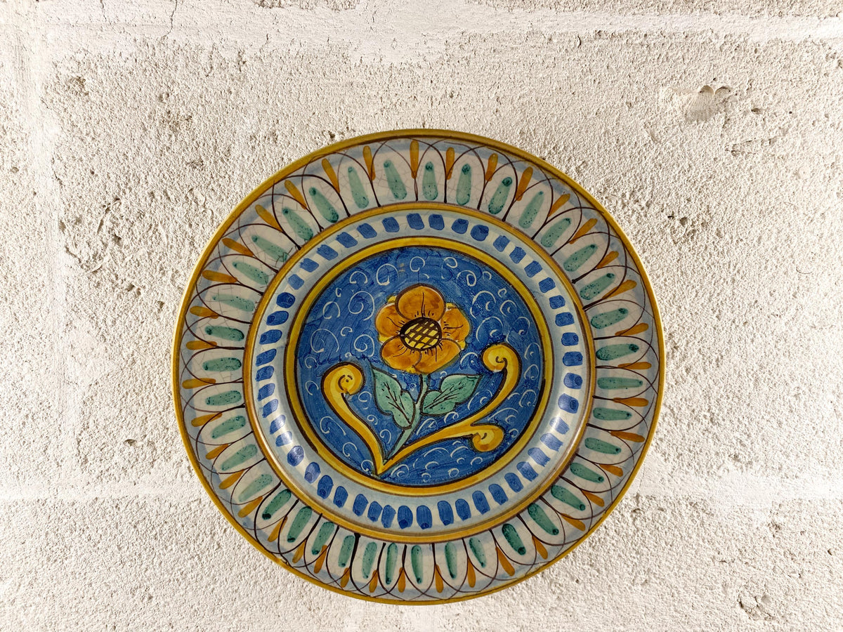 Vintage Caltagirone Majolica charger - Hand Painted Ernesto Boria- Sicilian Floral Art