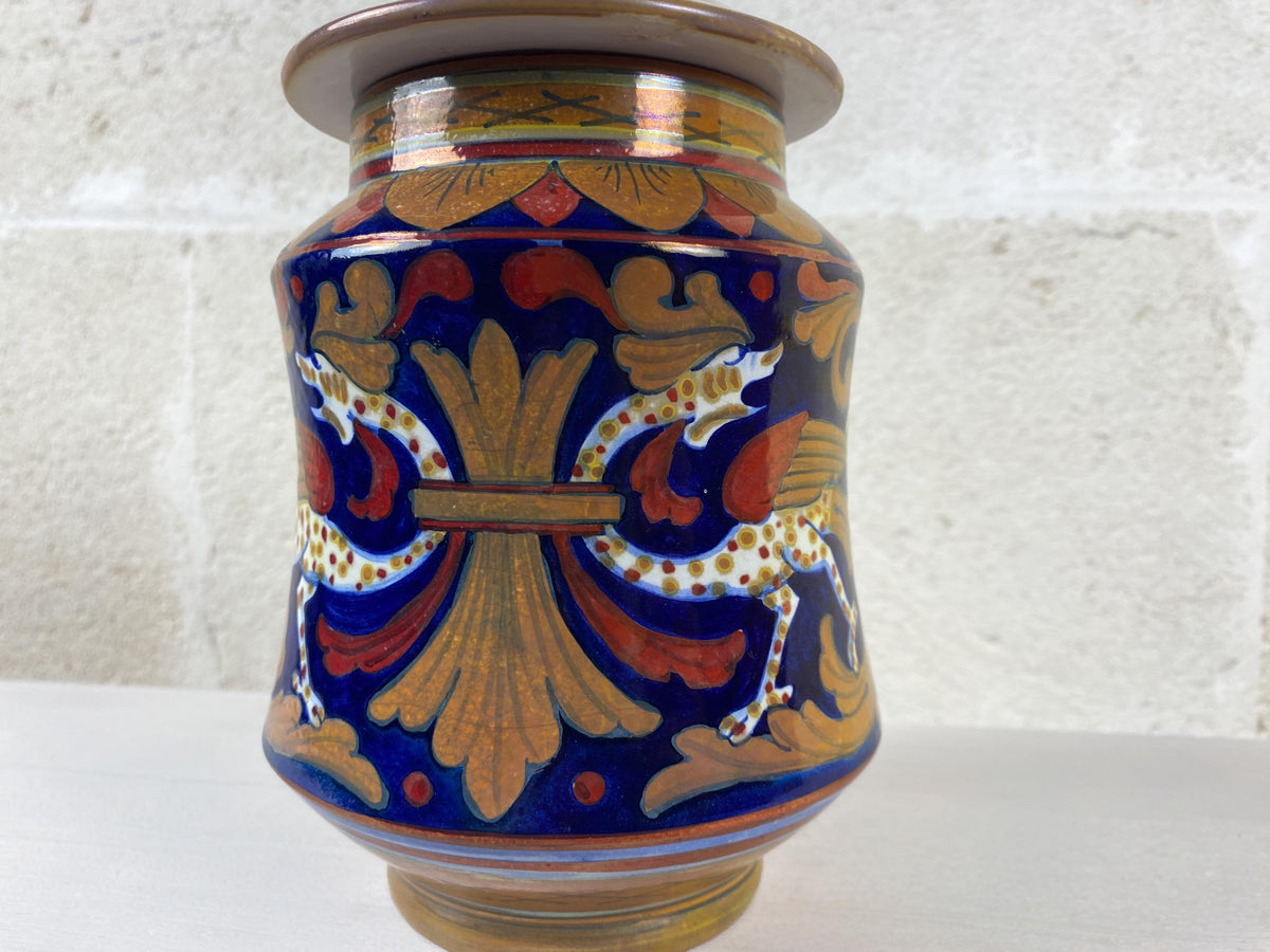 Vintage Italian Apothecary Jar | Signed Alberto Rubboli | Copper Luster Albarello | Italian Majolica