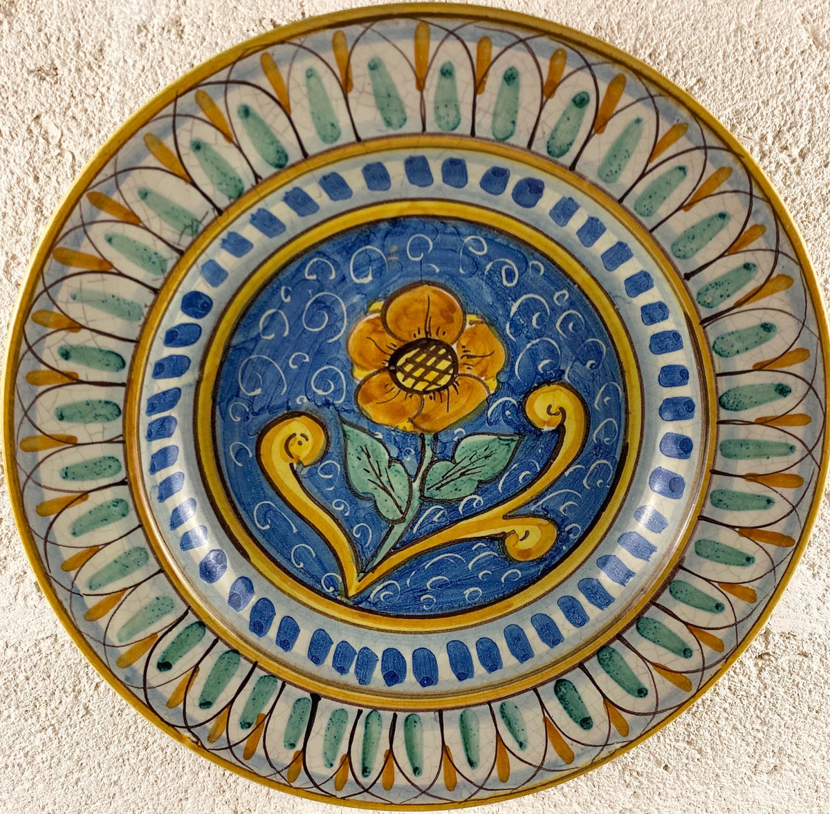 Vintage Caltagirone Majolica charger - Hand Painted Ernesto Boria- Sicilian Floral Art
