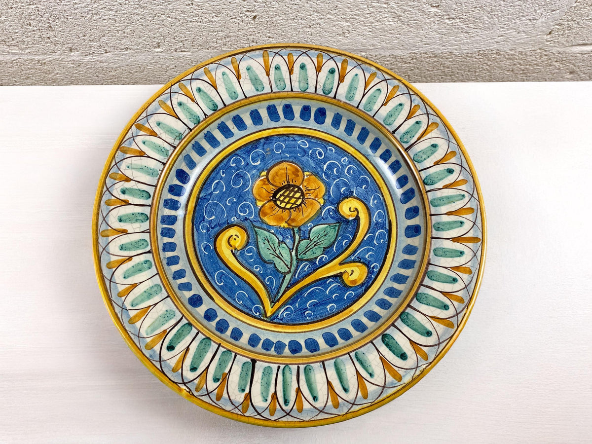 Vintage Caltagirone Majolica charger - Hand Painted Ernesto Boria- Sicilian Floral Art