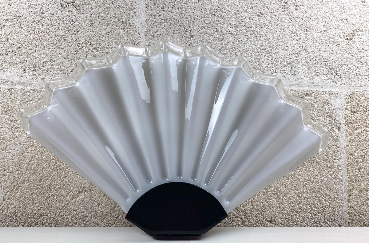 Grande applique murale vintage en verre Lattimo de Murano - Applique éventail - Style Art Déco Revival