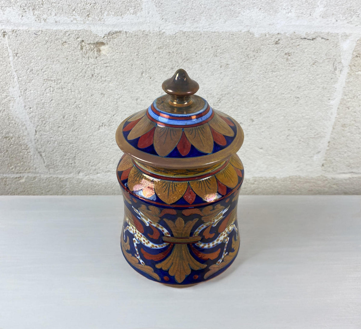 Vintage Italian Apothecary Jar | Signed Alberto Rubboli | Copper Luster Albarello | Italian Majolica