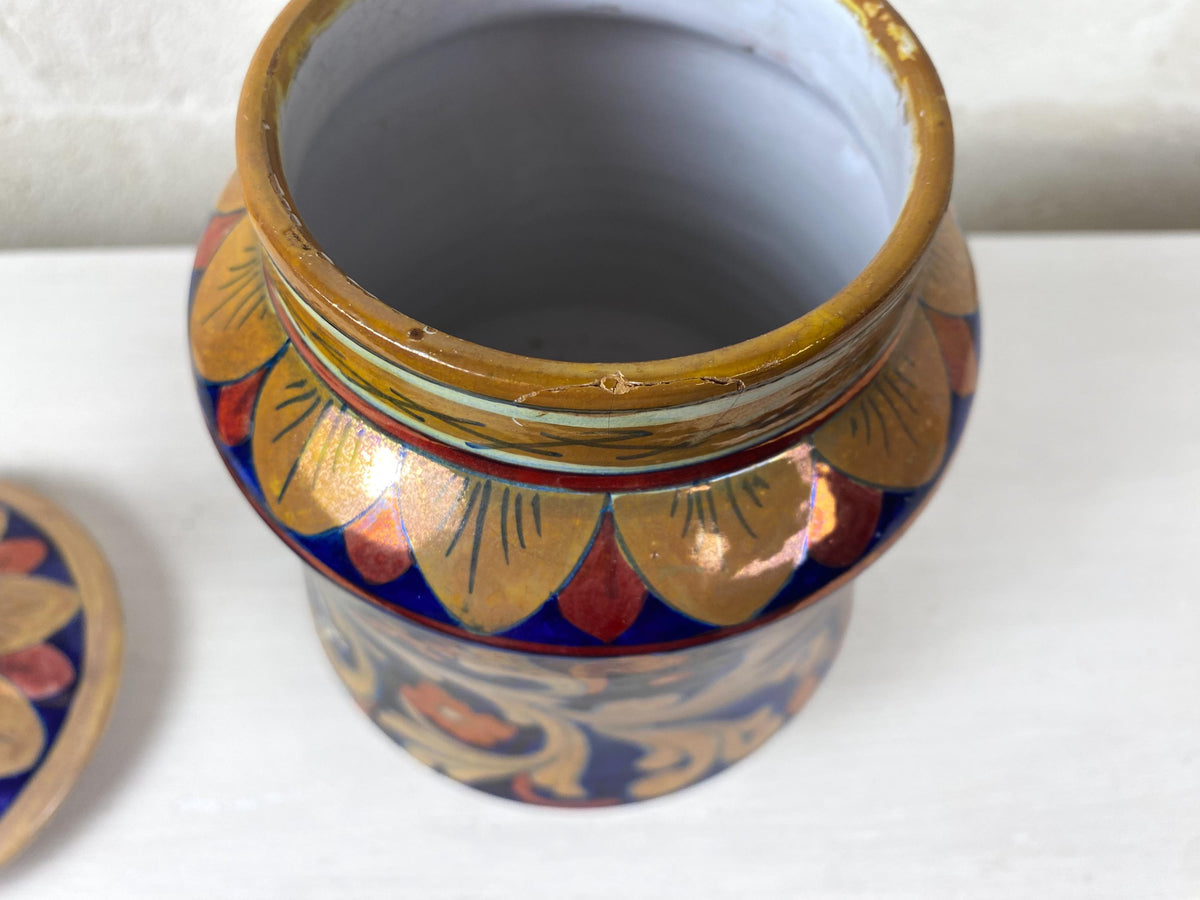 Vintage Italian Apothecary Jar | Signed Alberto Rubboli | Copper Luster Albarello | Italian Majolica