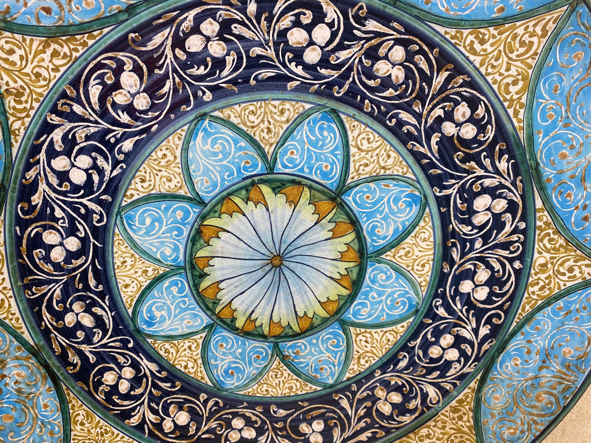Vintage XXL 43 cm Hand-Painted Majolica Charger | Signed G. Pardi | Castelli, Italy | Circa 1960