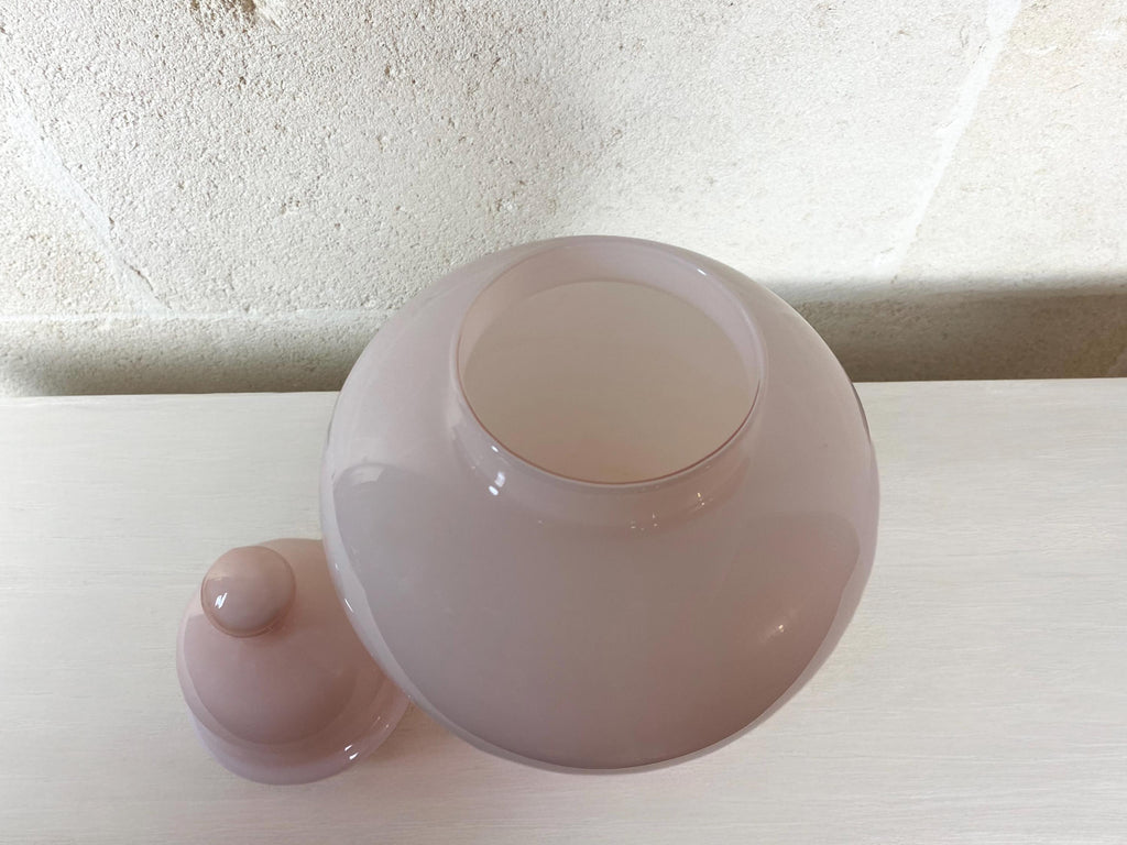 Grande potiche Murano rose blush | Vase en verre d'art italien soufflé à la bouche vintage