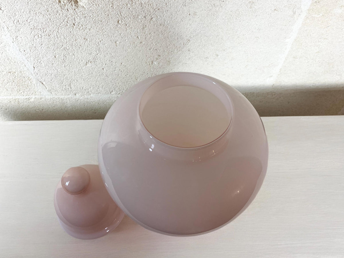Grande potiche Murano rose blush | Vase en verre d'art italien soufflé à la bouche vintage