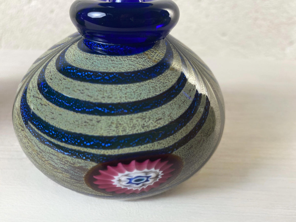 Trio de flacons de toilette « Peacock » signés Franco Moretti | Verre d'art de Murano soufflé à la bouche
