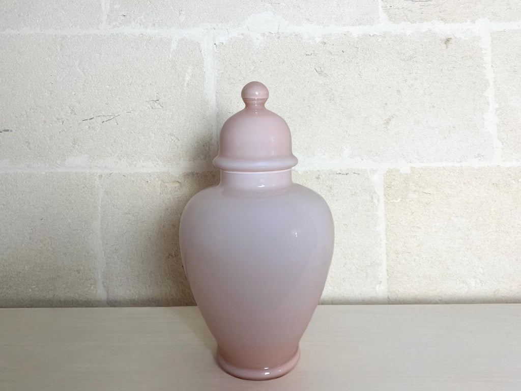 Grande potiche Murano rose blush | Vase en verre d'art italien soufflé à la bouche vintage