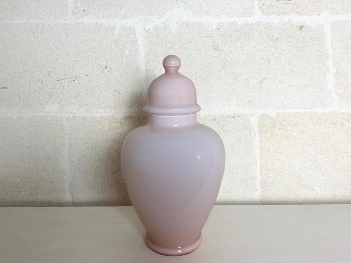 Grande potiche Murano rose blush | Vase en verre d'art italien soufflé à la bouche vintage