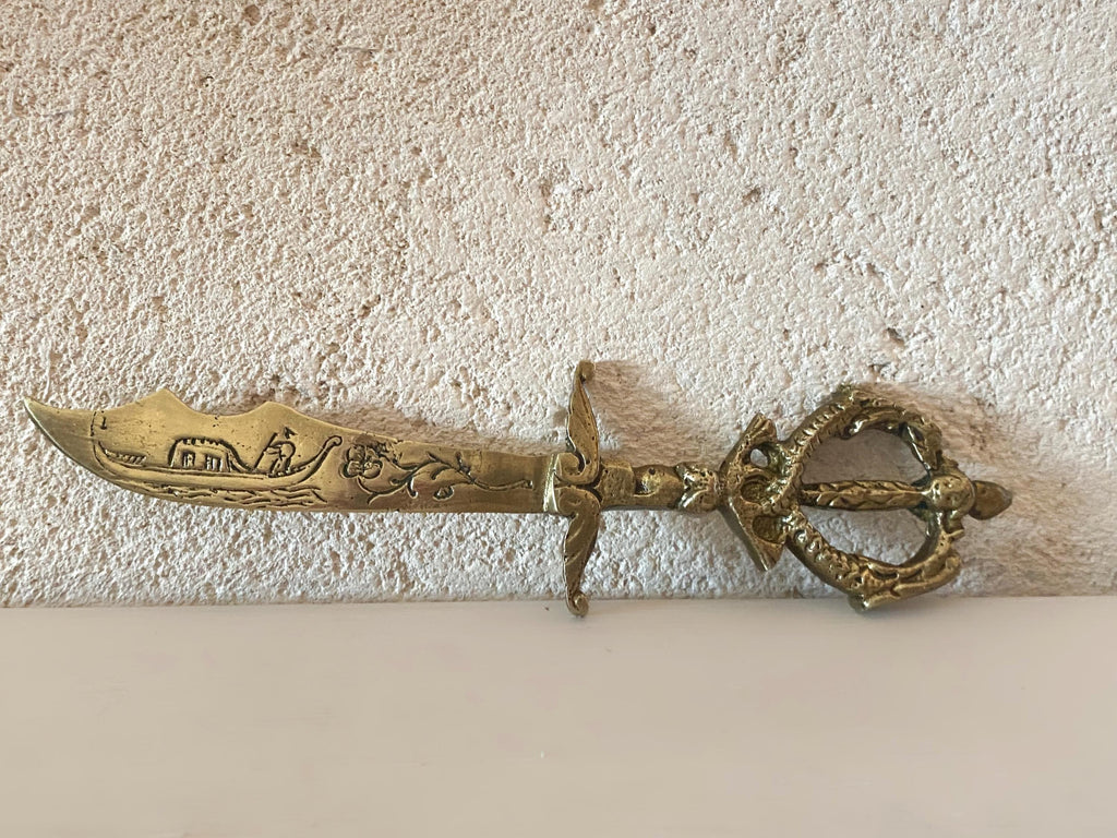 Vintage Venetian Brass Letter Opener I Venezia Desk Accessory