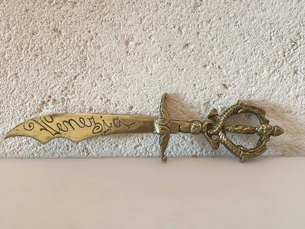 Vintage Venetian Brass Letter Opener I Venezia Desk Accessory