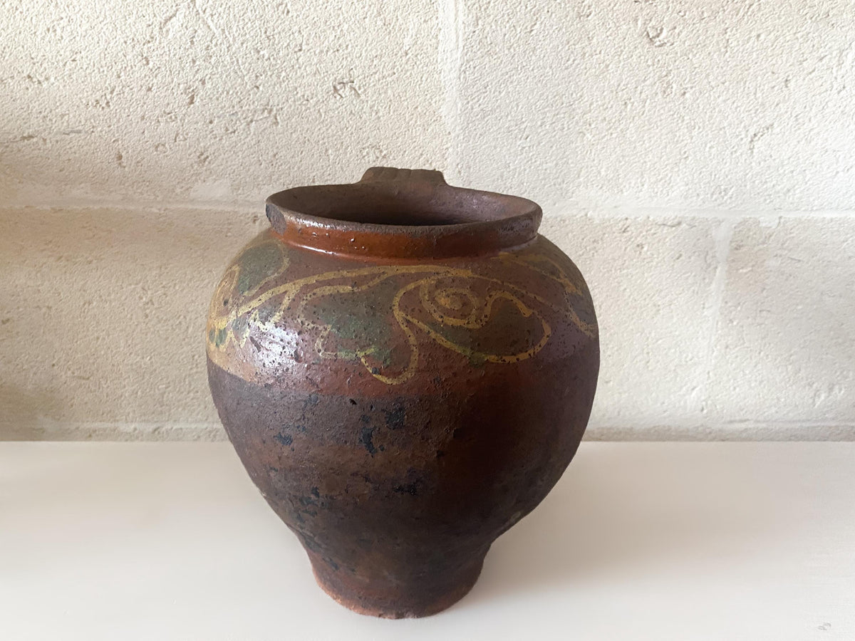 Antique Large Italian Cooking Vessel, Heavy Apulian Terracotta Pignata