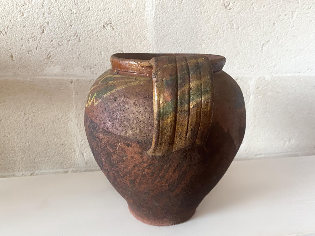 Antique Large Italian Cooking Vessel, Heavy Apulian Terracotta Pignata