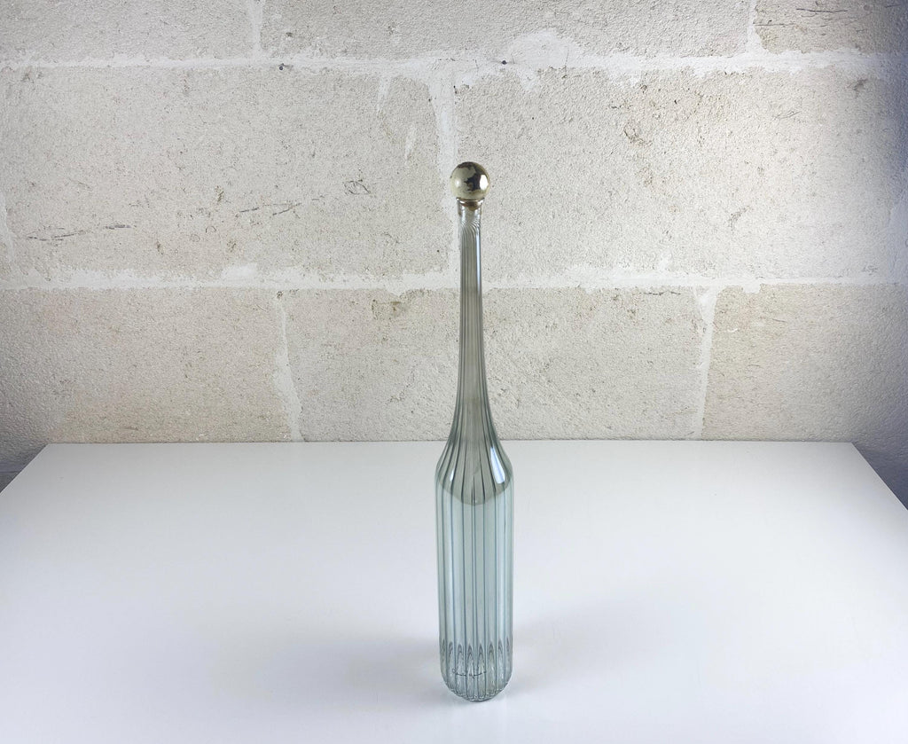 Grande carafe en verre d'art vénitien signée Renata Gandini, design postmoderniste minimaliste