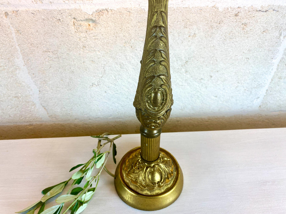 Lampe bougeoir ancienne - Style Belle Époque début XXe siècle - Laiton doré