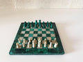 Vintage Malachite Chess Set – Hand-Carved Congolese Stone, Italian 1960s