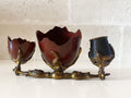 Encrier naturaliste Art nouveau en bronze ancien, finition or moulu
